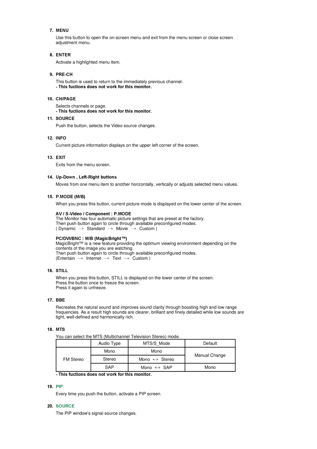 Samsung 403Tn manual Pre-Ch, 10. CH/PAGE, Still 