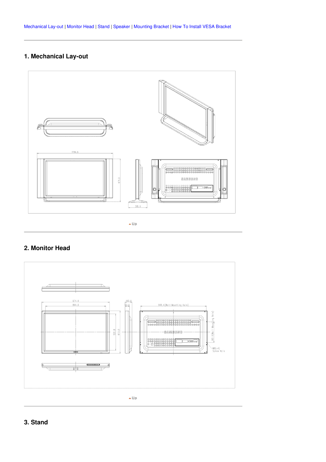 Samsung 403Tn manual Mechanical Lay-out Monitor Head Stand 