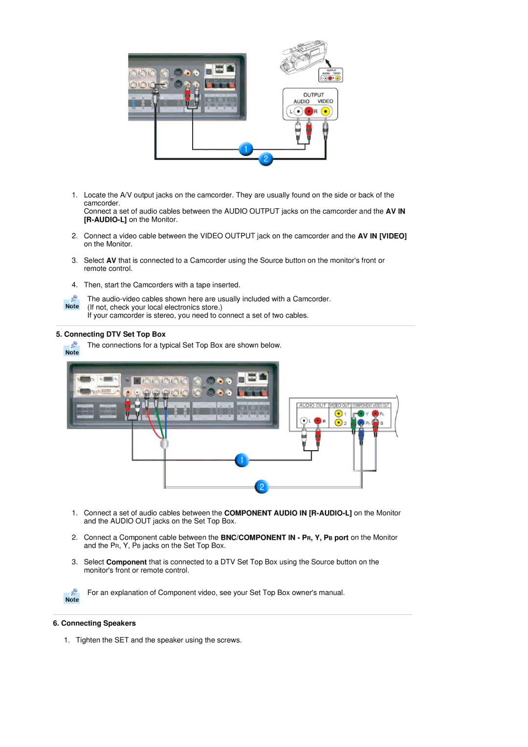 Samsung 403Tn manual Connecting DTV Set Top Box, Connecting Speakers 