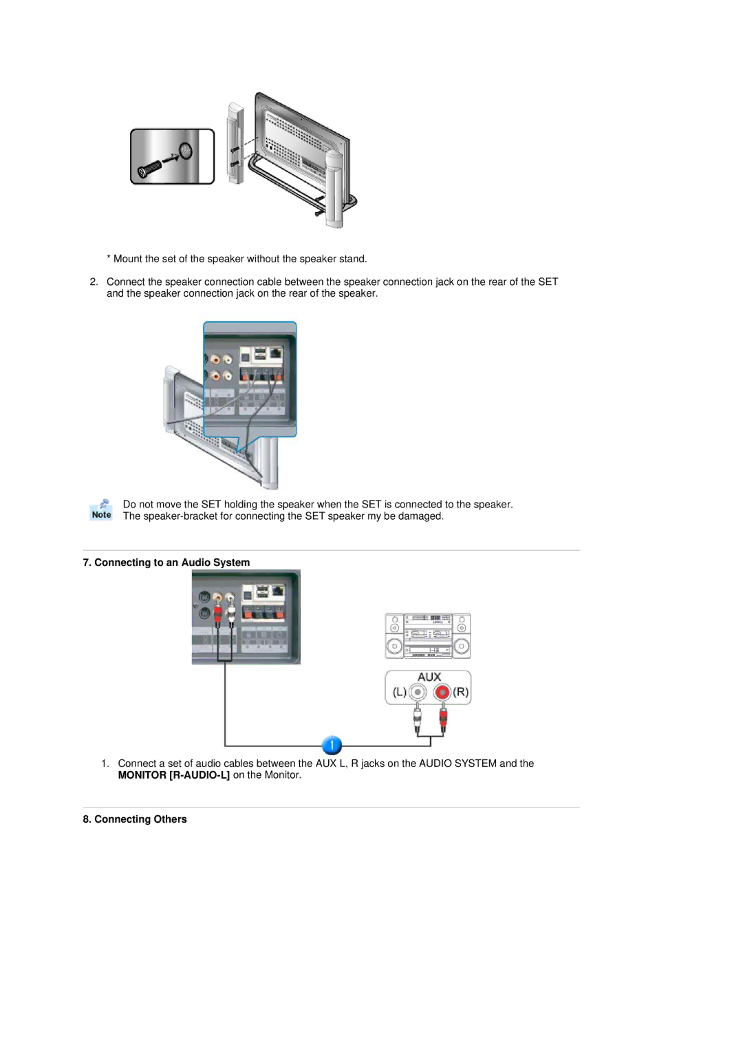 Samsung 403Tn manual Connecting to an Audio System, Connecting Others 