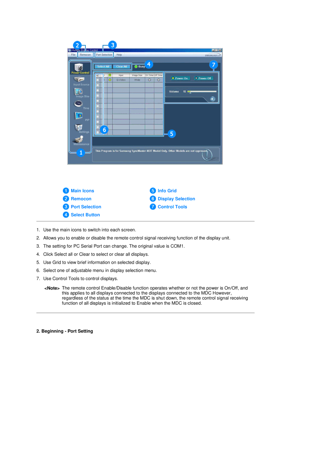 Samsung 403Tn manual Beginning Port Setting 