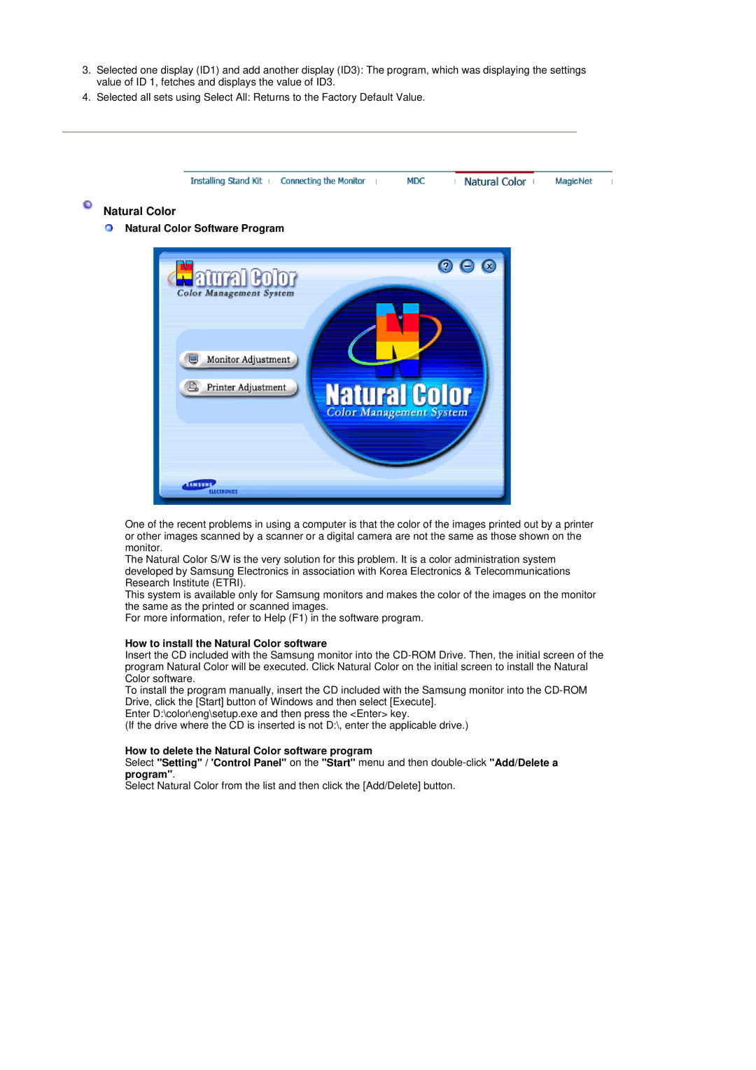 Samsung 403Tn manual Natural Color Software Program, How to install the Natural Color software 