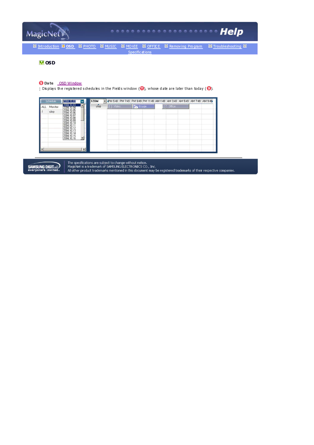 Samsung 403Tn manual Date OSD Window 