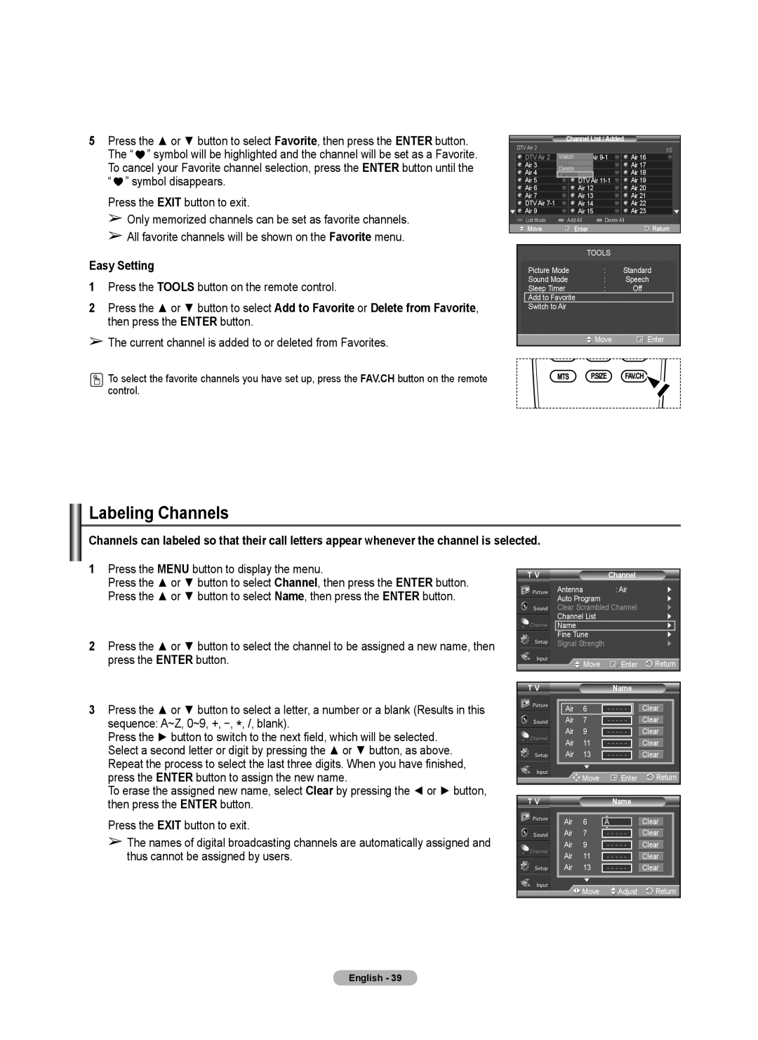 Samsung 410 Series user manual Labeling Channels, Name 