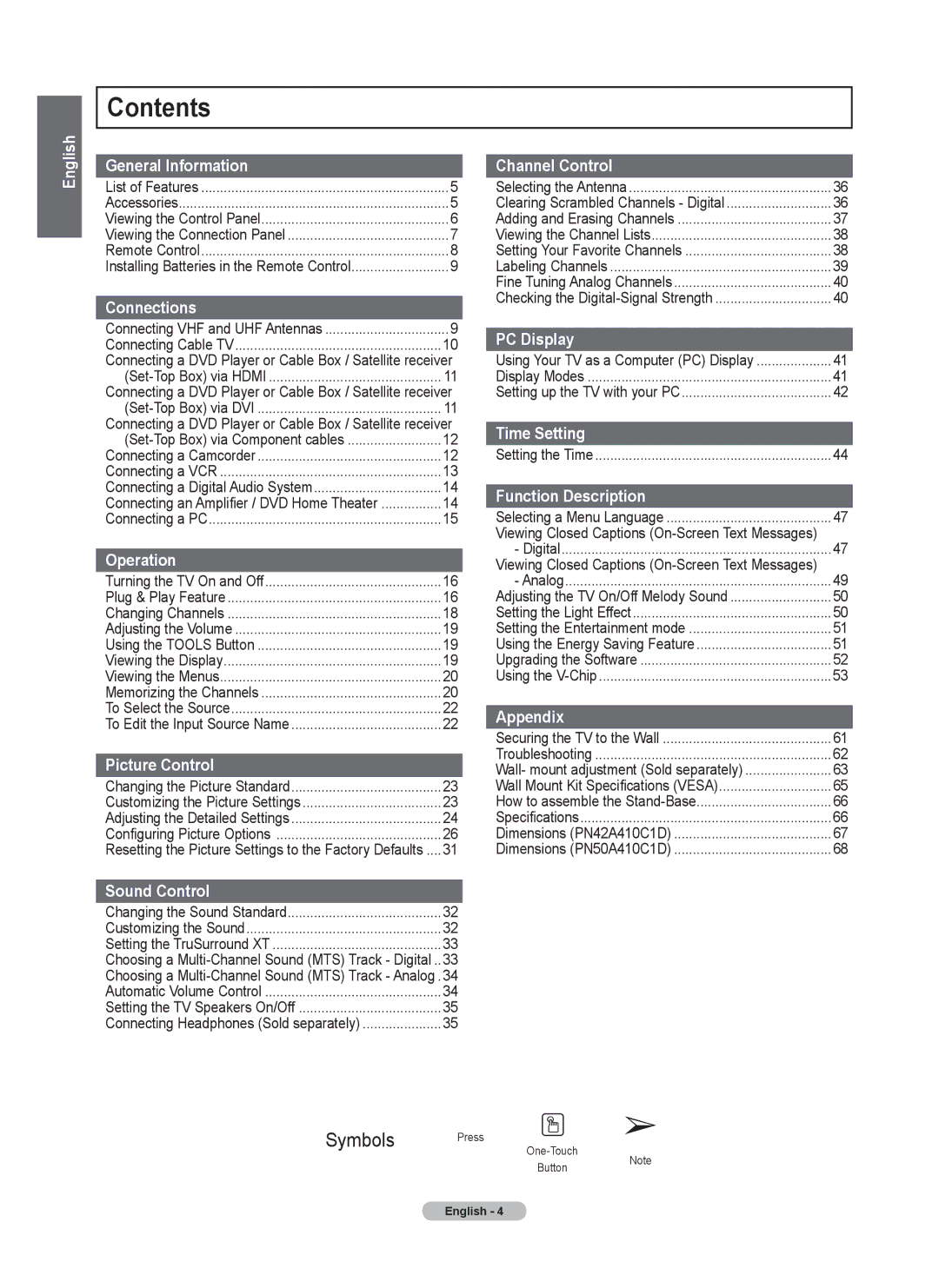 Samsung 410 Series user manual Contents 