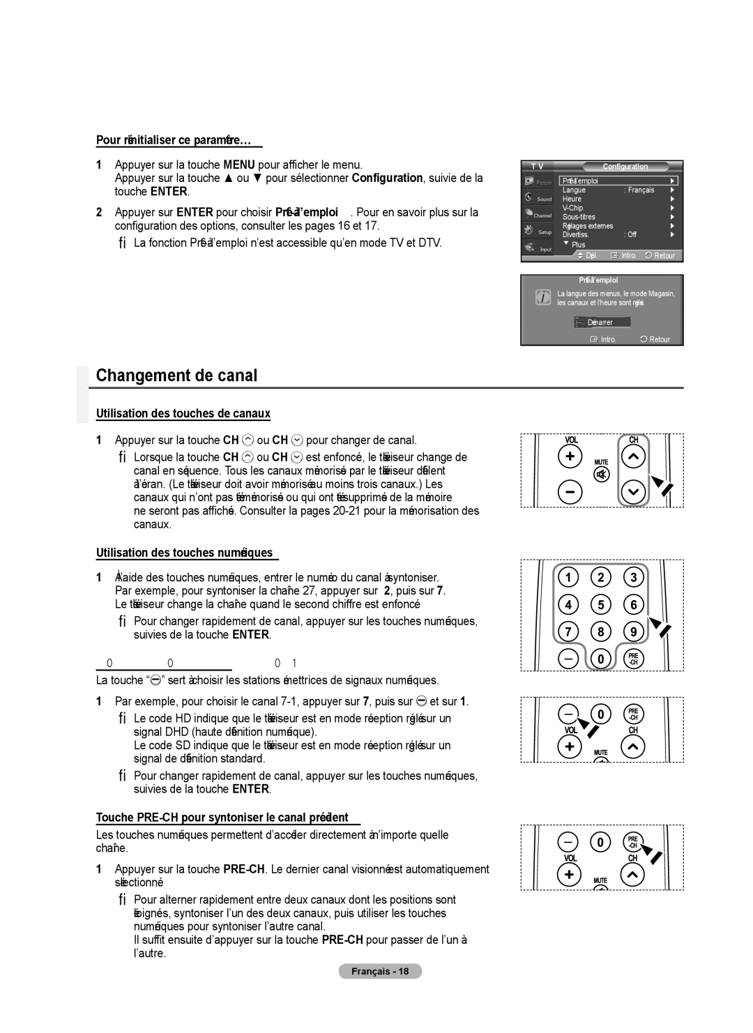 Samsung 410 Series user manual Changement de canal 