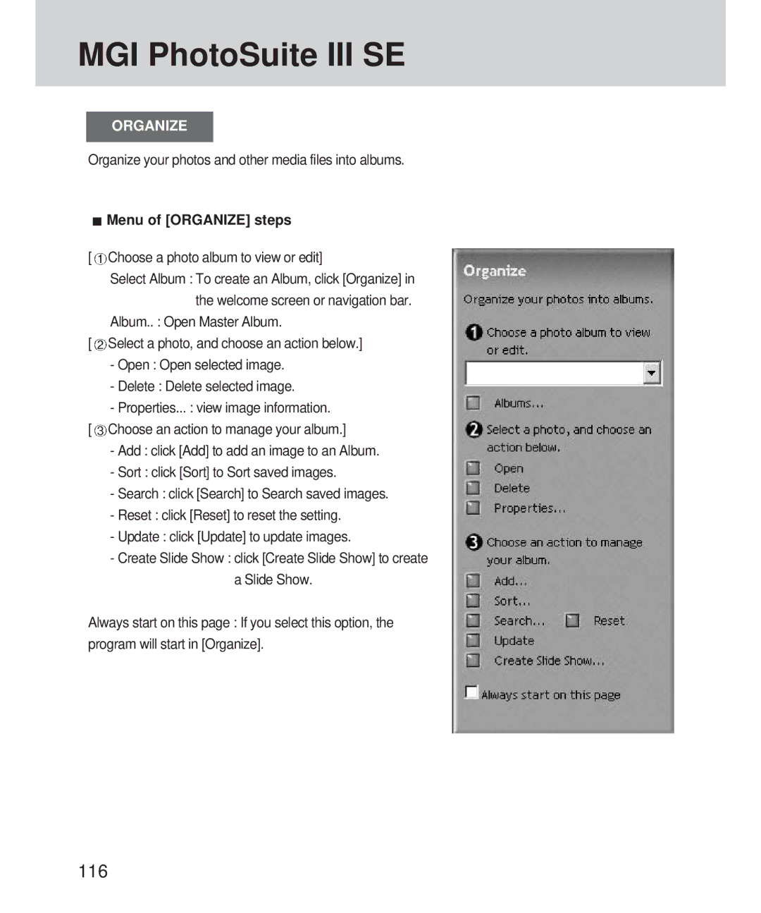 Samsung 420 manual 116, Choose a photo album to view or edit 