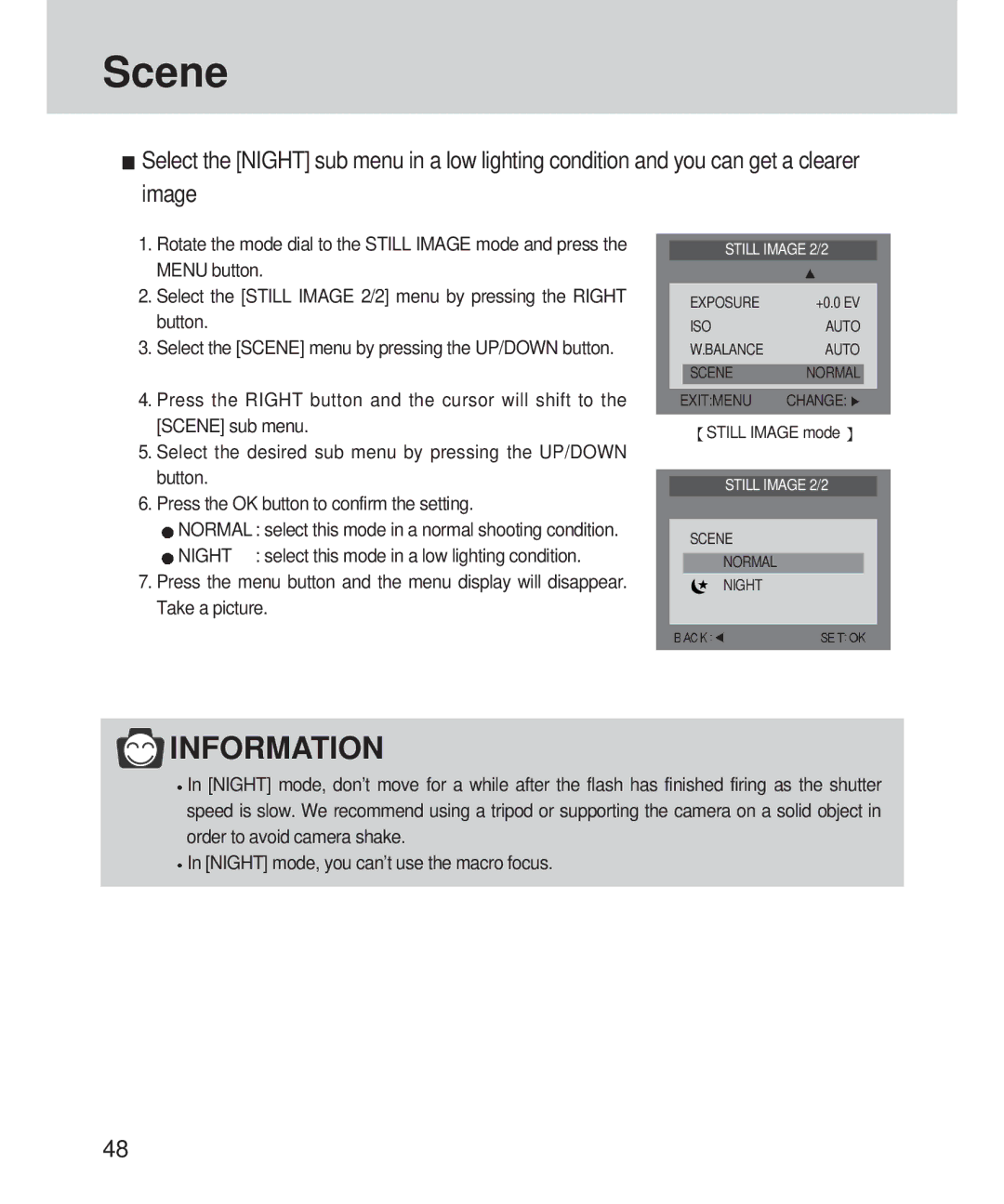 Samsung 420 manual Scene 