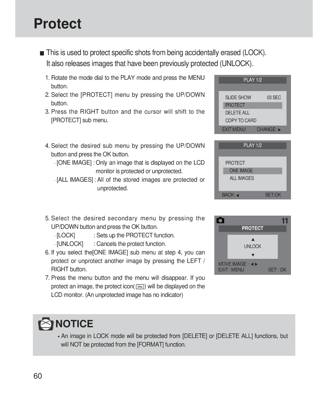 Samsung 420 manual Protect, Lock, Unlock 