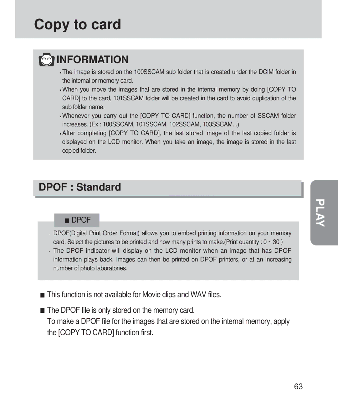 Samsung 420 manual Dpof Standard 