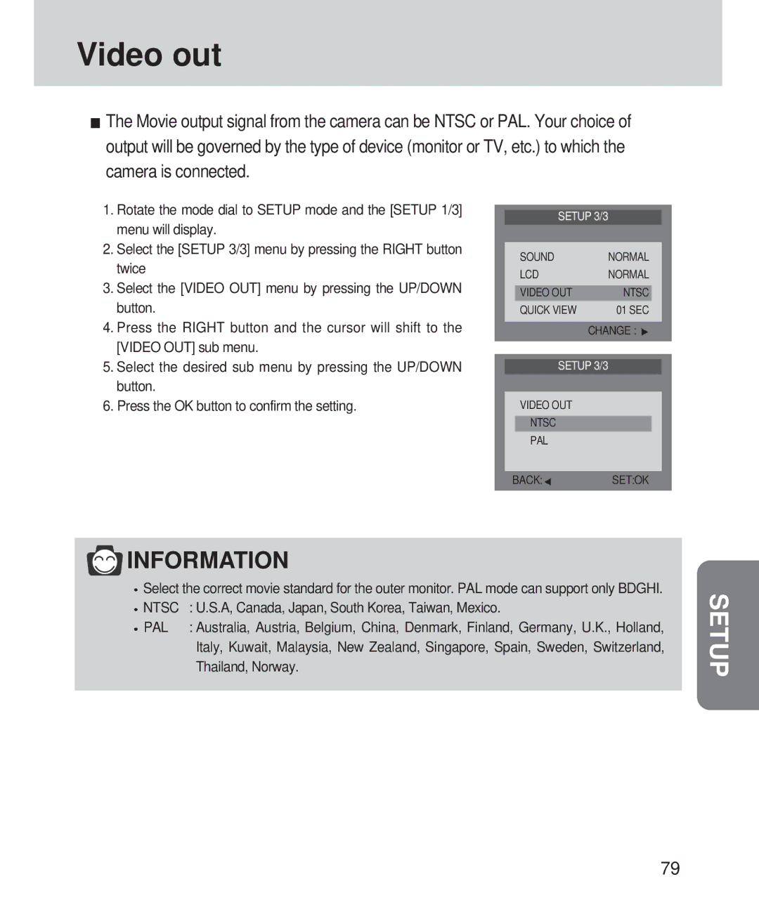 Samsung 420 manual Video out, Pal 