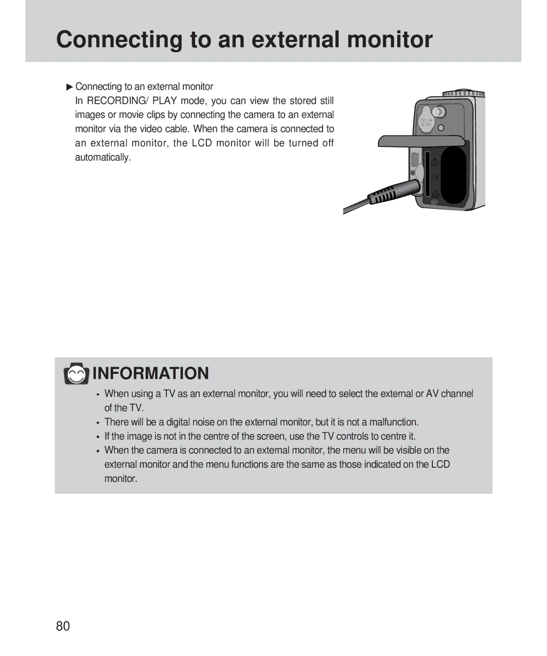 Samsung 420 manual Connecting to an external monitor 