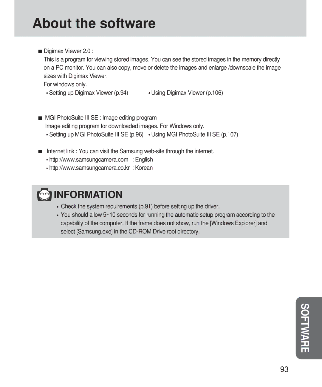 Samsung 420 manual About the software, Digimax Viewer 