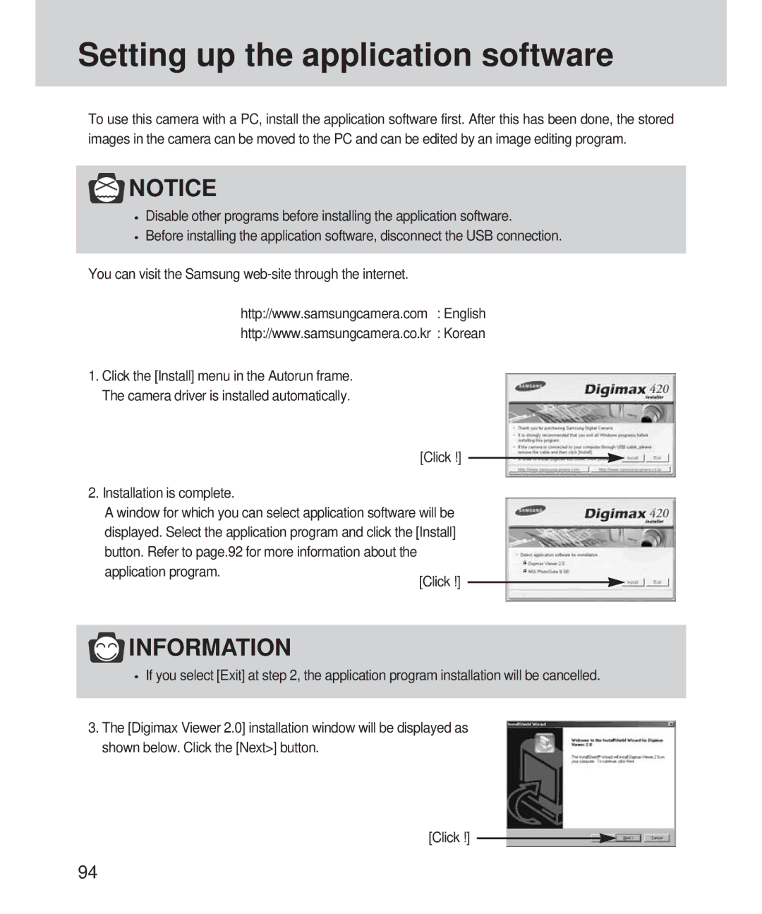 Samsung 420 manual Setting up the application software, Click Installation is complete 