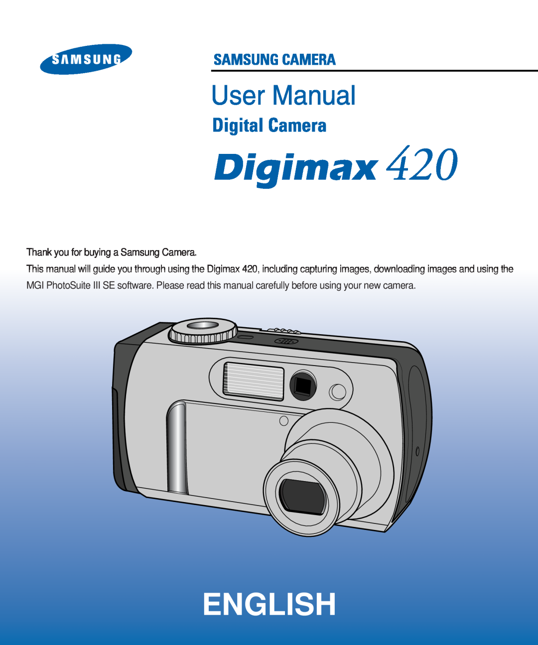 Samsung 420 manual English, Thank you for buying a Samsung Camera 