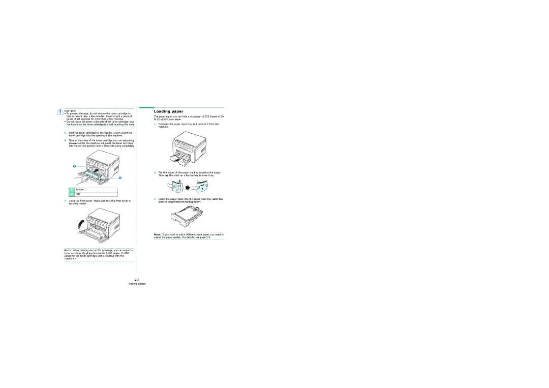 Samsung 4200 manual Loading paper 