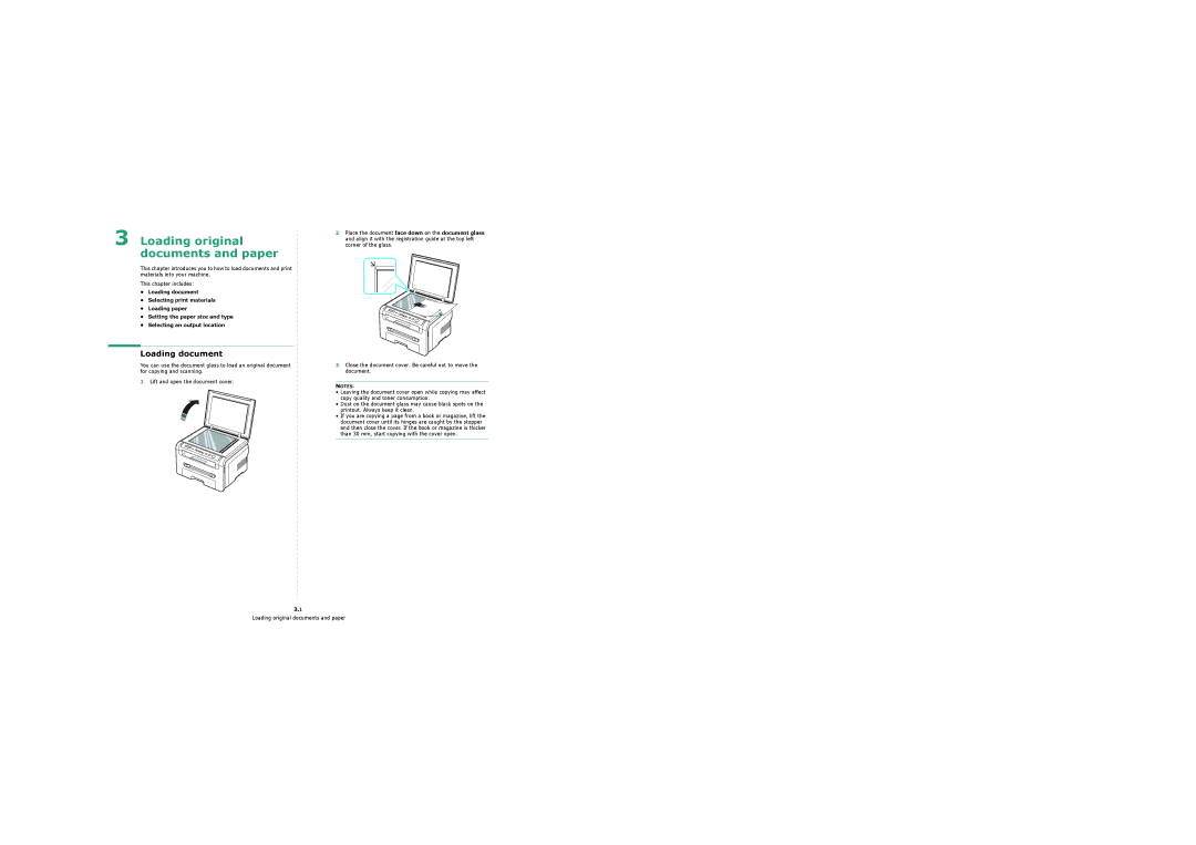 Samsung 4200 manual Loading original documents and paper, Loading document 