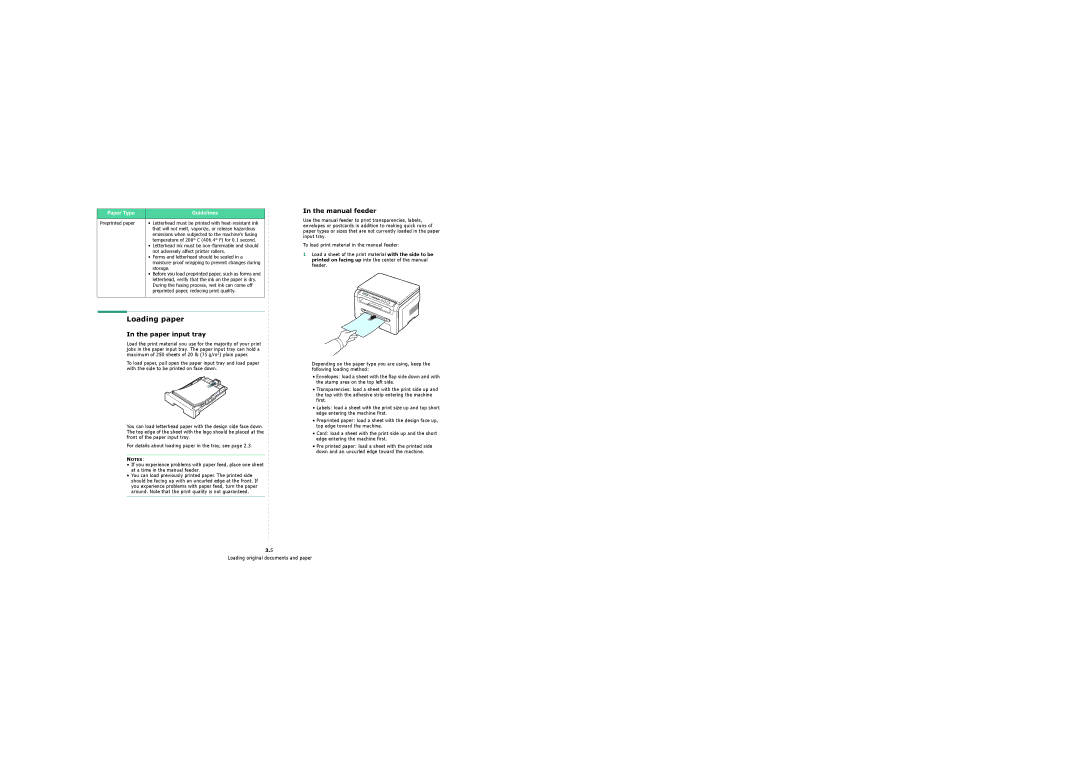 Samsung 4200 manual Paper input tray, Manual feeder 