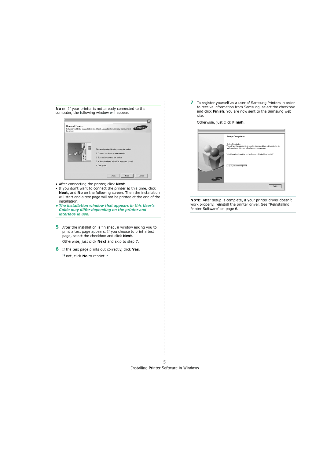 Samsung 4200 manual Installing Printer Software in Windows 