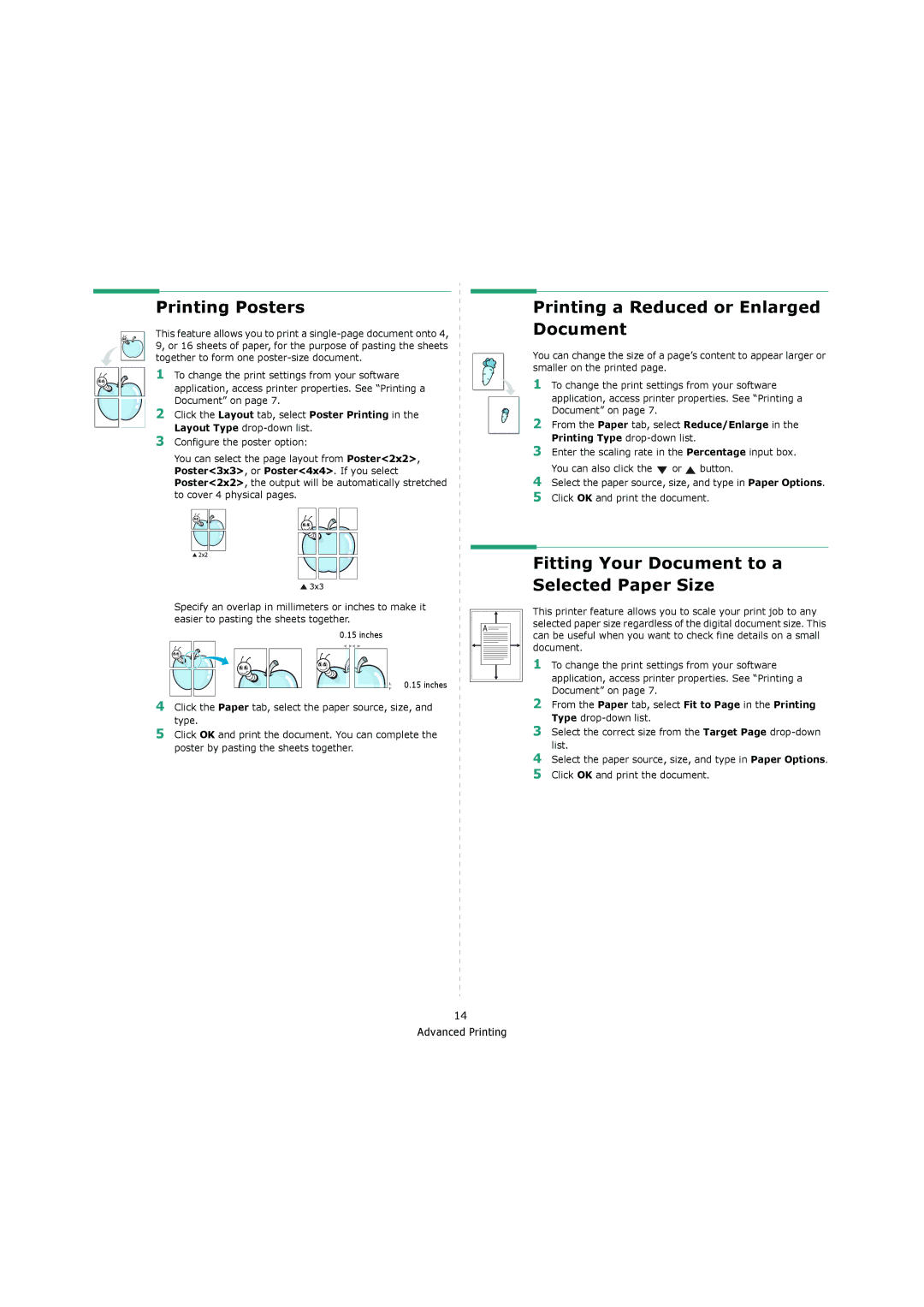 Samsung 4200 Printing Posters, Printing a Reduced or Enlarged Document, Fitting Your Document to a Selected Paper Size 