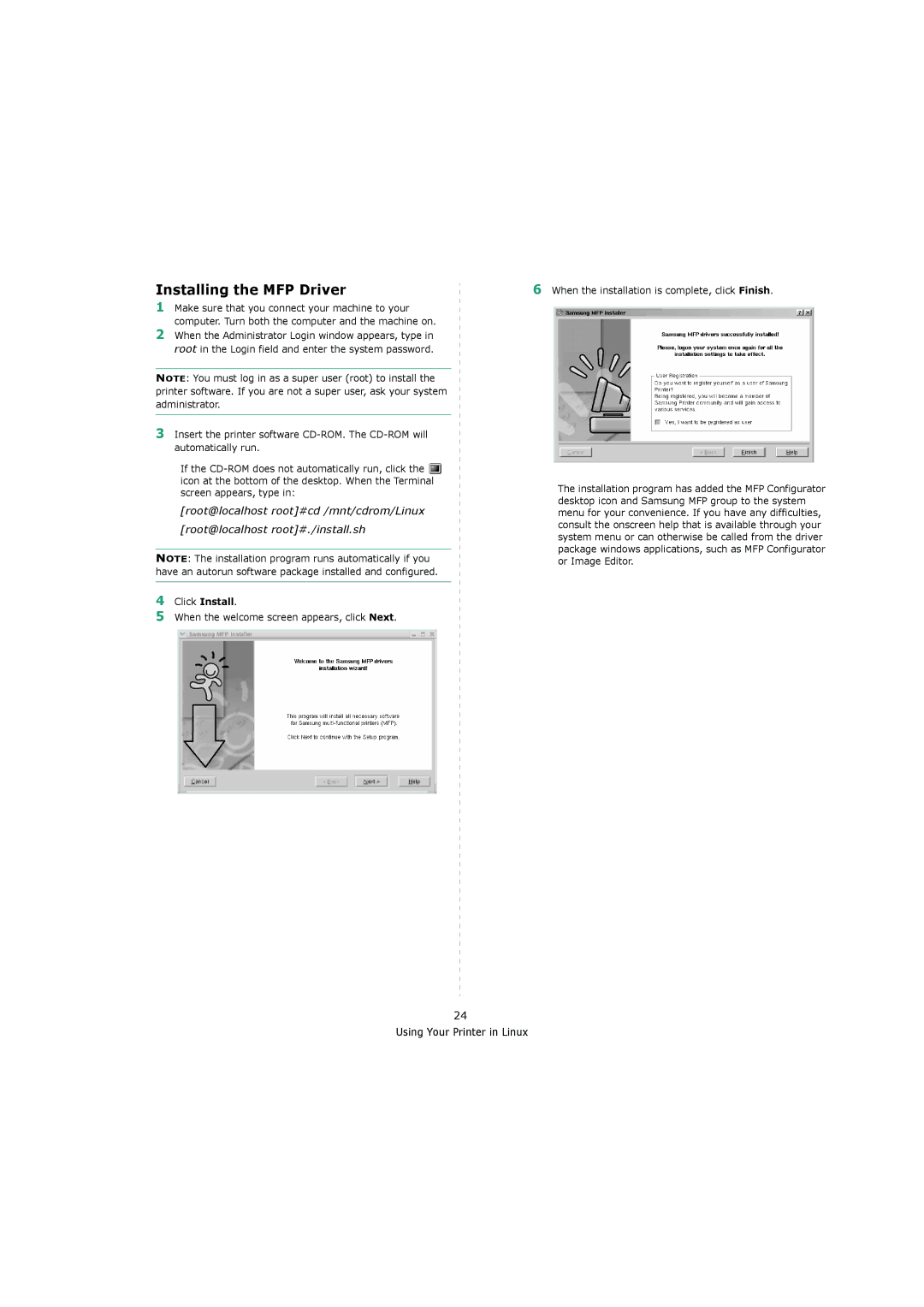 Samsung 4200 manual Installing the MFP Driver 