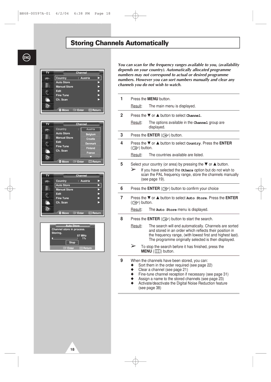 Samsung 4240 manual Storing Channels Automatically, See 