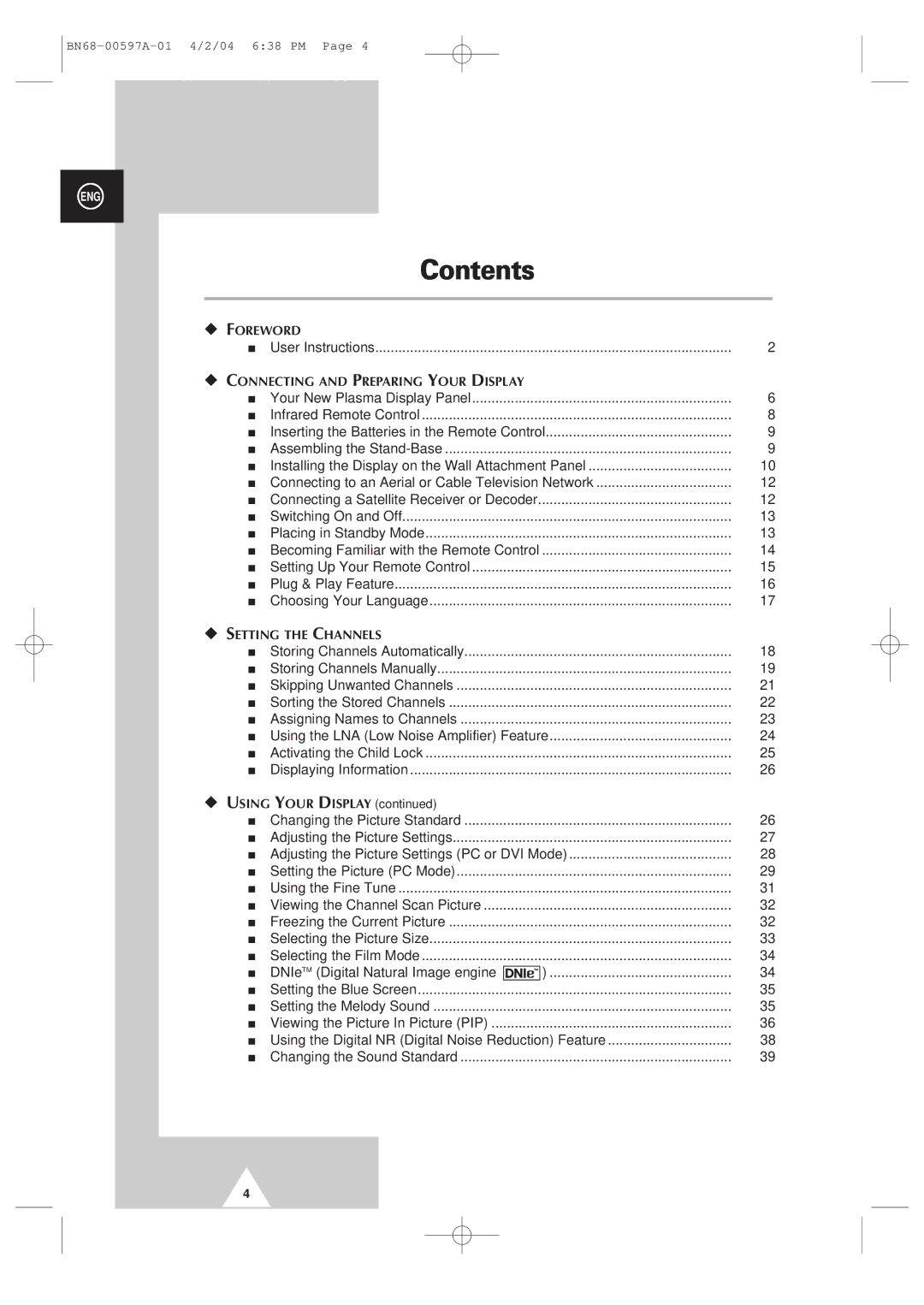 Samsung 4240 manual Contents 