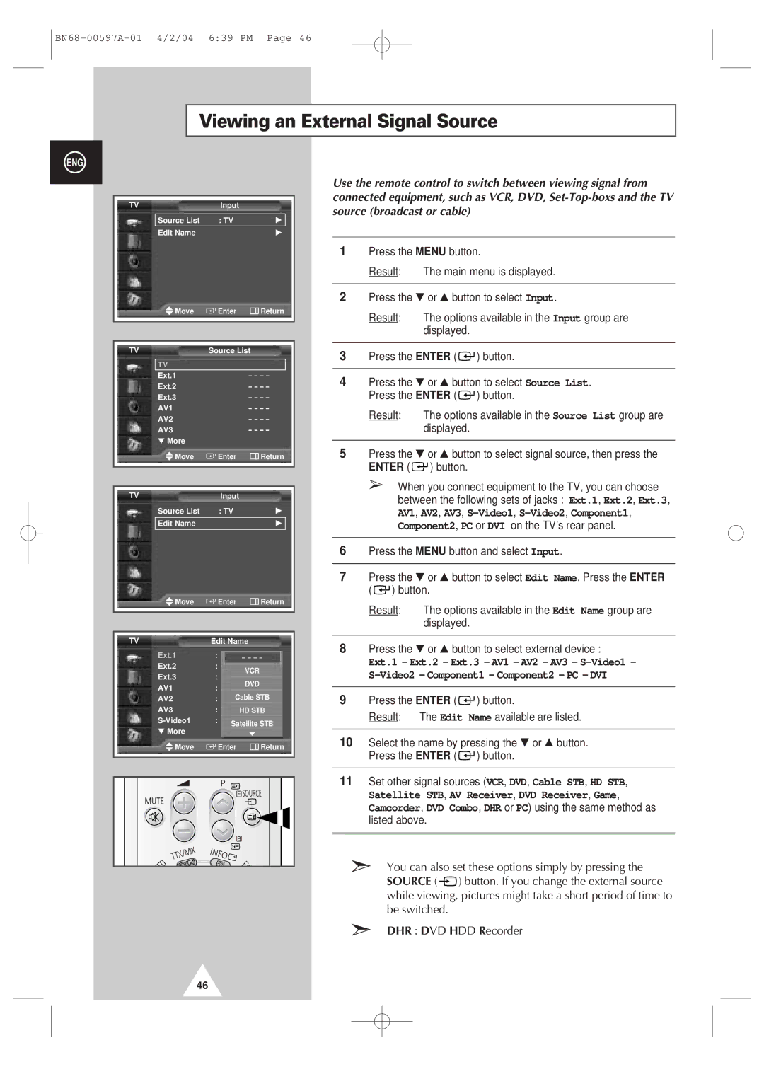 Samsung 4240 manual Viewing an External Signal Source, AV1, AV2, AV3, S-Video1,S-Video2,Component1 