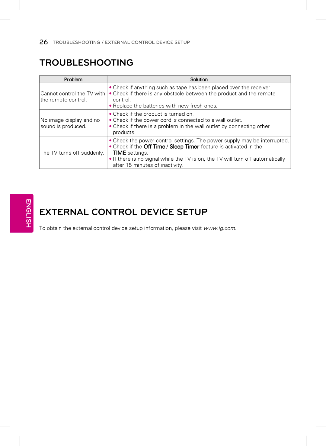 Samsung 39LB5600, 42LB5600, 32LB560B, 32LB5600 owner manual Troubleshooting, External Control Device Setup 