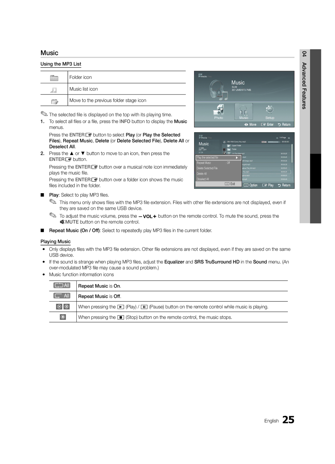 Samsung 430 user manual Music 