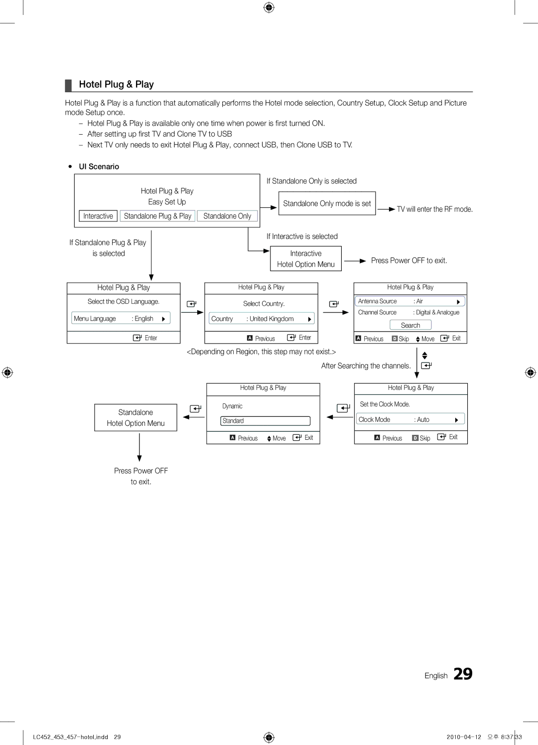 Samsung 457, 453, 452 installation manual Hotel Plug & Play, If Interactive is selected, Is selected 