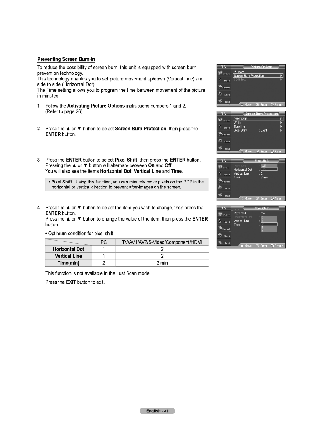 Samsung 460 user manual Preventing Screen Burn-in 