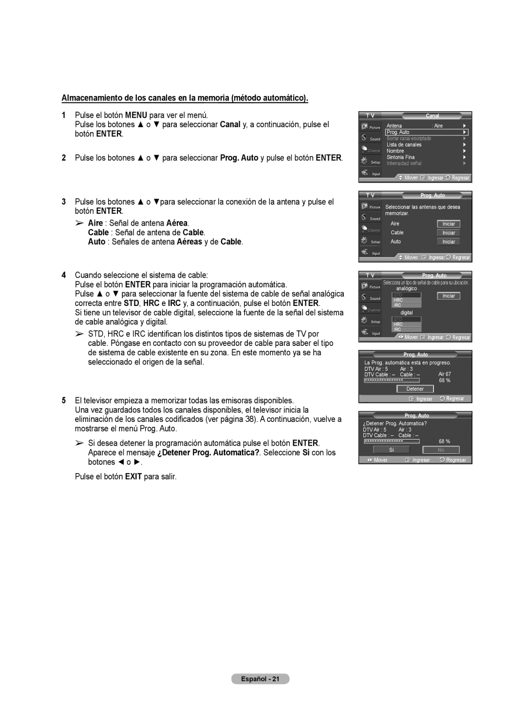 Samsung 460 user manual Seleccionar las antenas que desea 