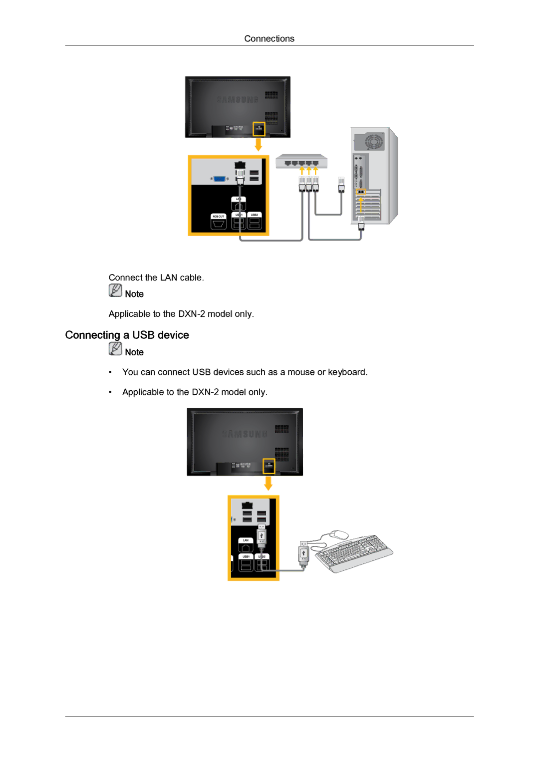 Samsung 400DXN-2, 460DX-2, 460DXn-2, 400DX-2 quick start Connecting a USB device 