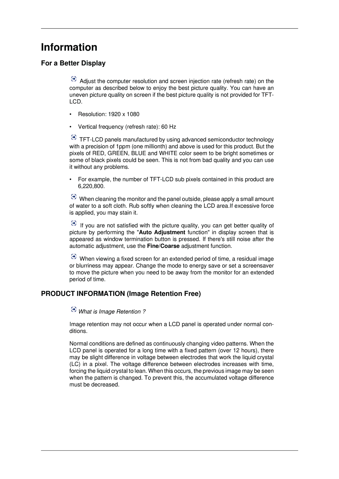 Samsung 460DX-3, 460DX3, 400DX-3, 400DX3 user manual For a Better Display, Product Information Image Retention Free 