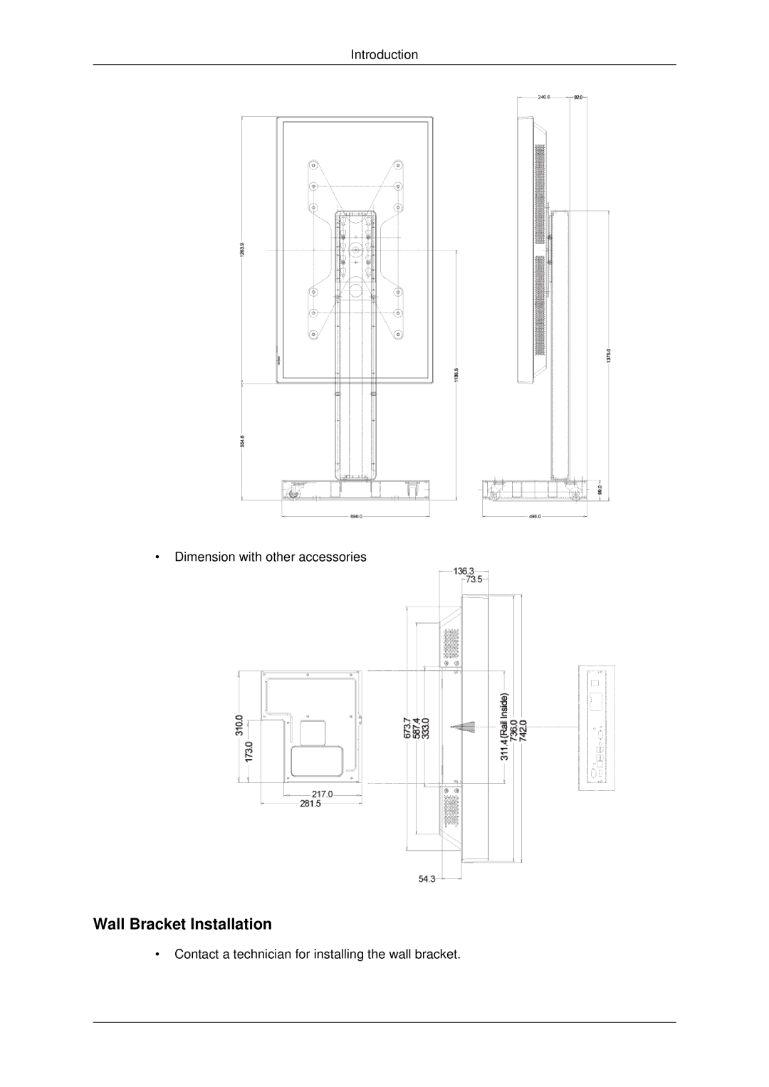 Samsung 400DX3, 460DX3, 460DX-3, 400DX-3 user manual Wall Bracket Installation 