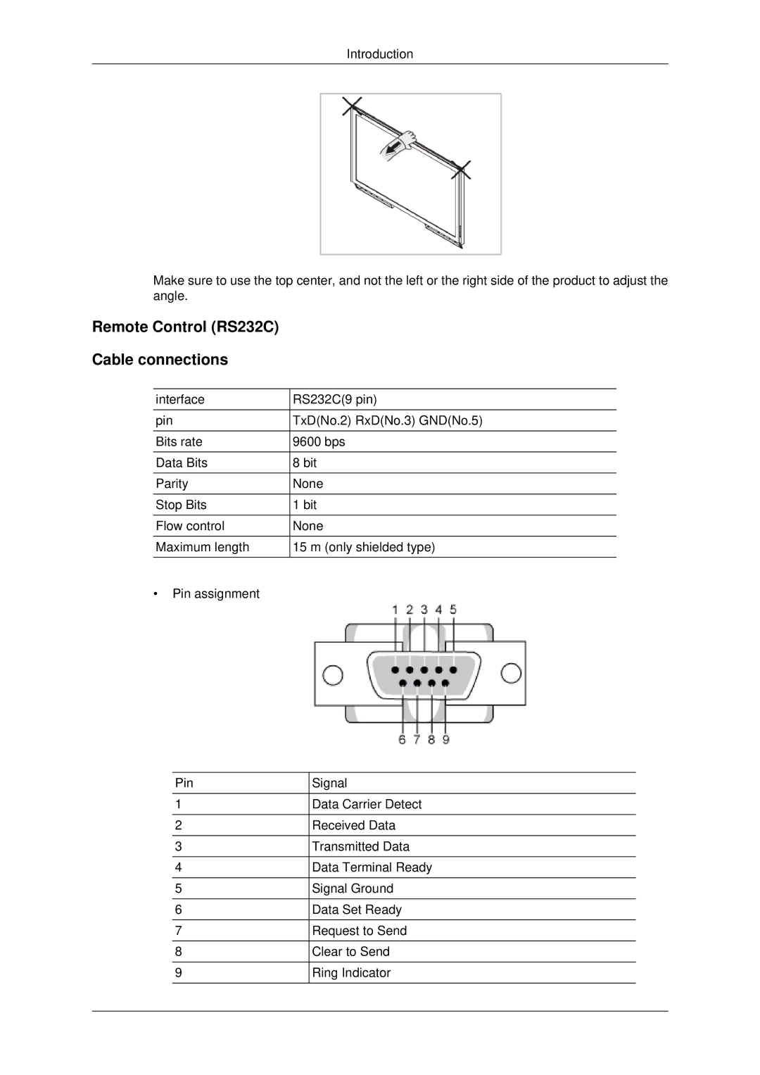 Samsung 400DX-3, 460DX3, 460DX-3, 400DX3 user manual Remote Control RS232C Cable connections 