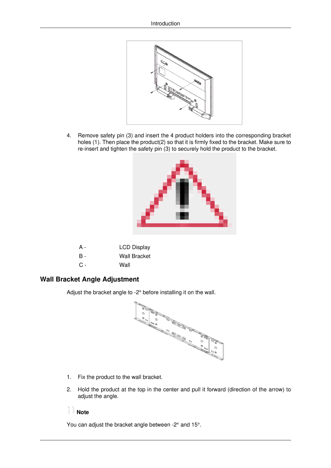 Samsung 460FP-2, 460FPN-2, 400FPn-2, 400FP-2 user manual Wall Bracket Angle Adjustment 