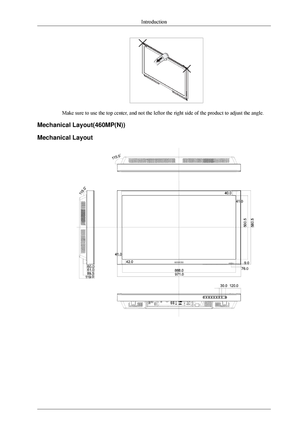 Samsung 460MPn, 400MPN user manual Mechanical Layout460MPN 