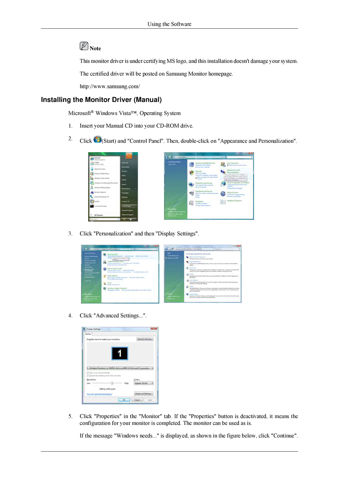 Samsung 460MPn, 400MPN user manual Installing the Monitor Driver Manual 