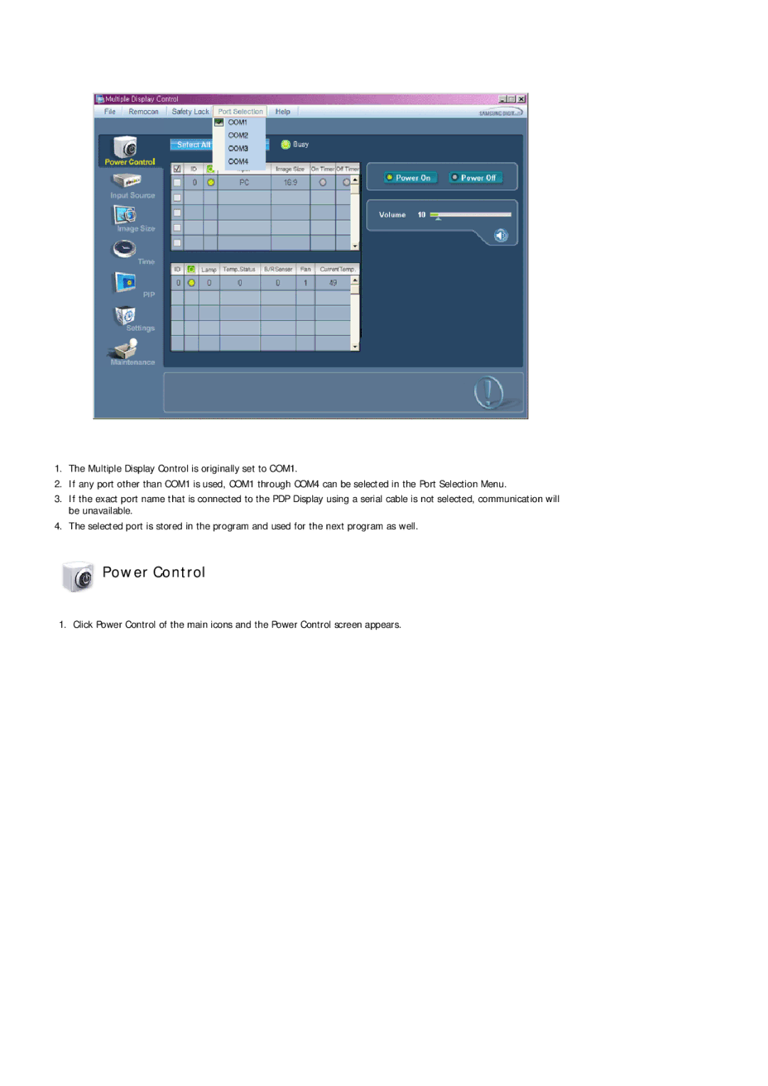 Samsung 460MPn, 400MPN user manual Power Control 