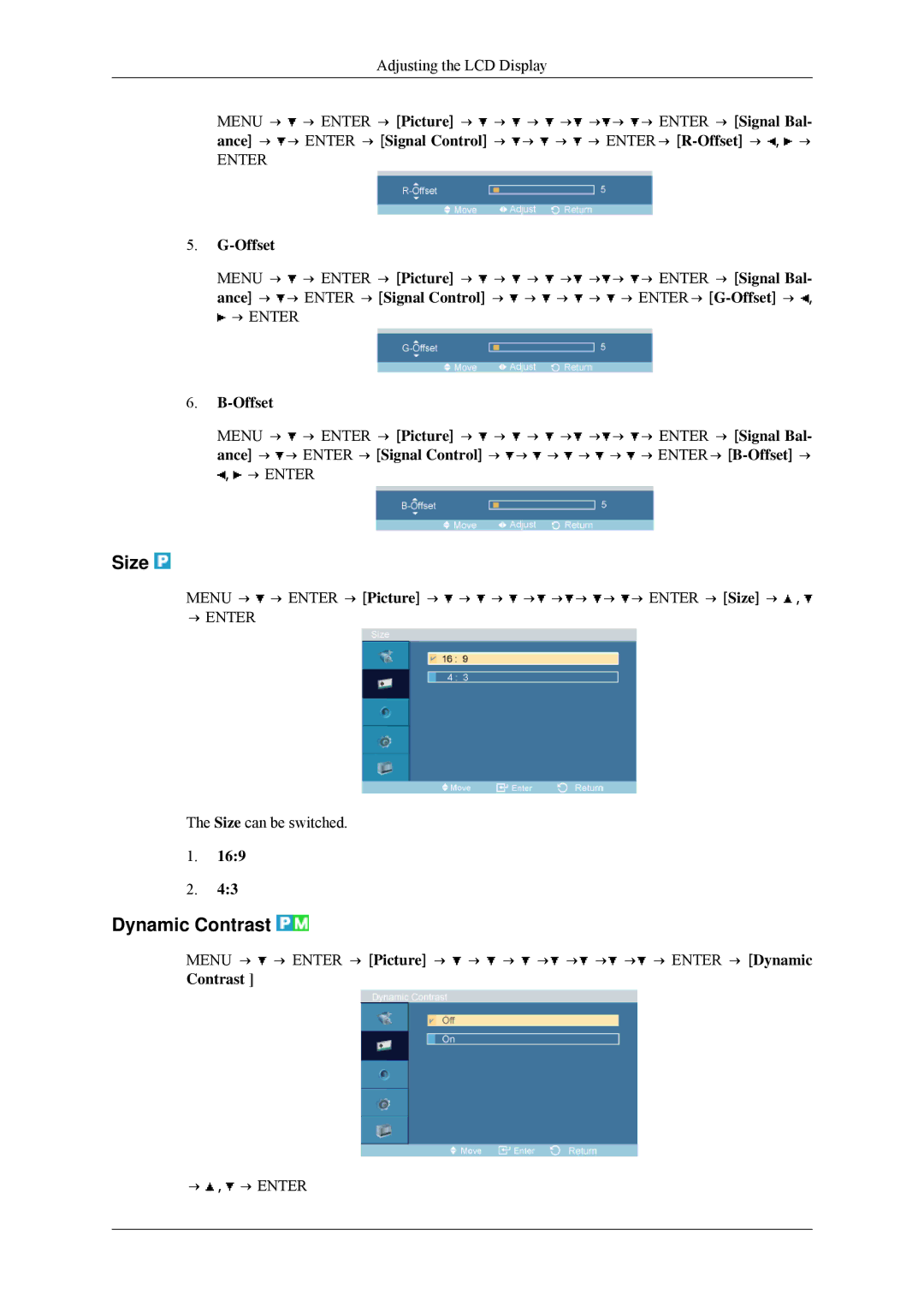 Samsung 460MPn, 400MPN user manual Size, Dynamic Contrast 