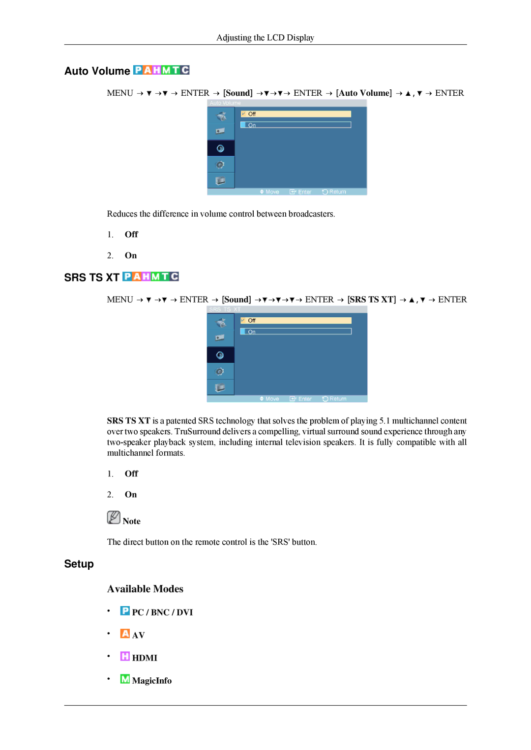 Samsung 460MPn, 400MPN user manual Auto Volume, Setup 