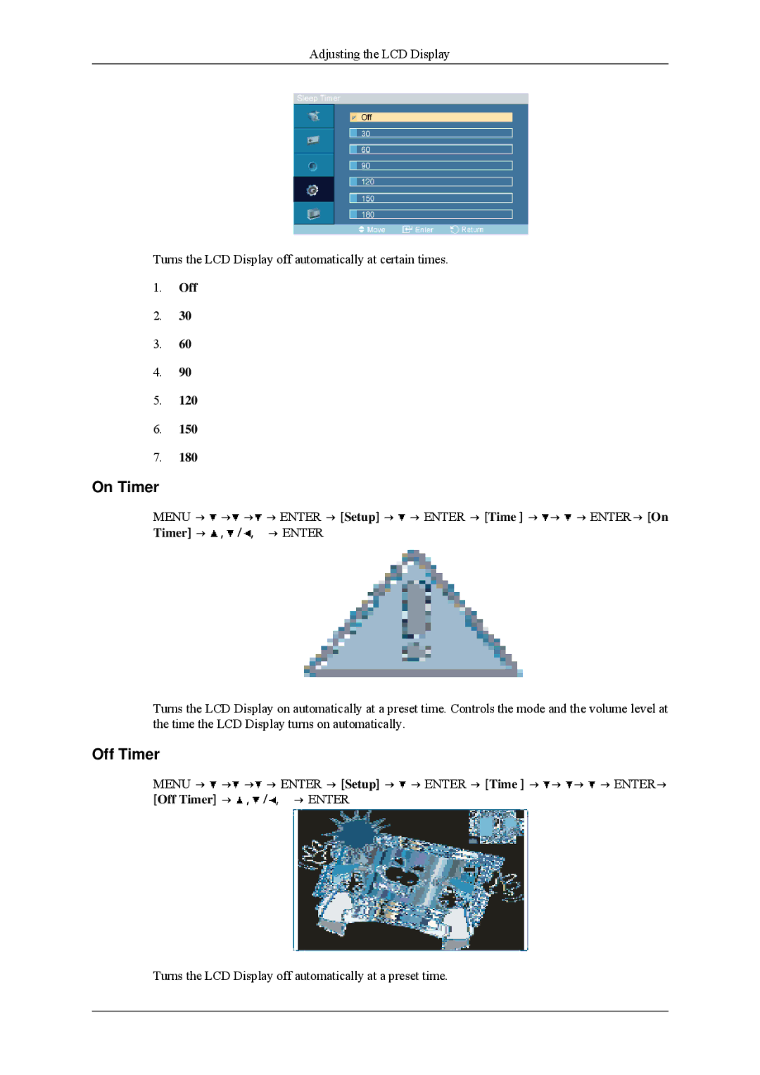 Samsung 400MPN, 460MPn user manual On Timer, Off Timer 