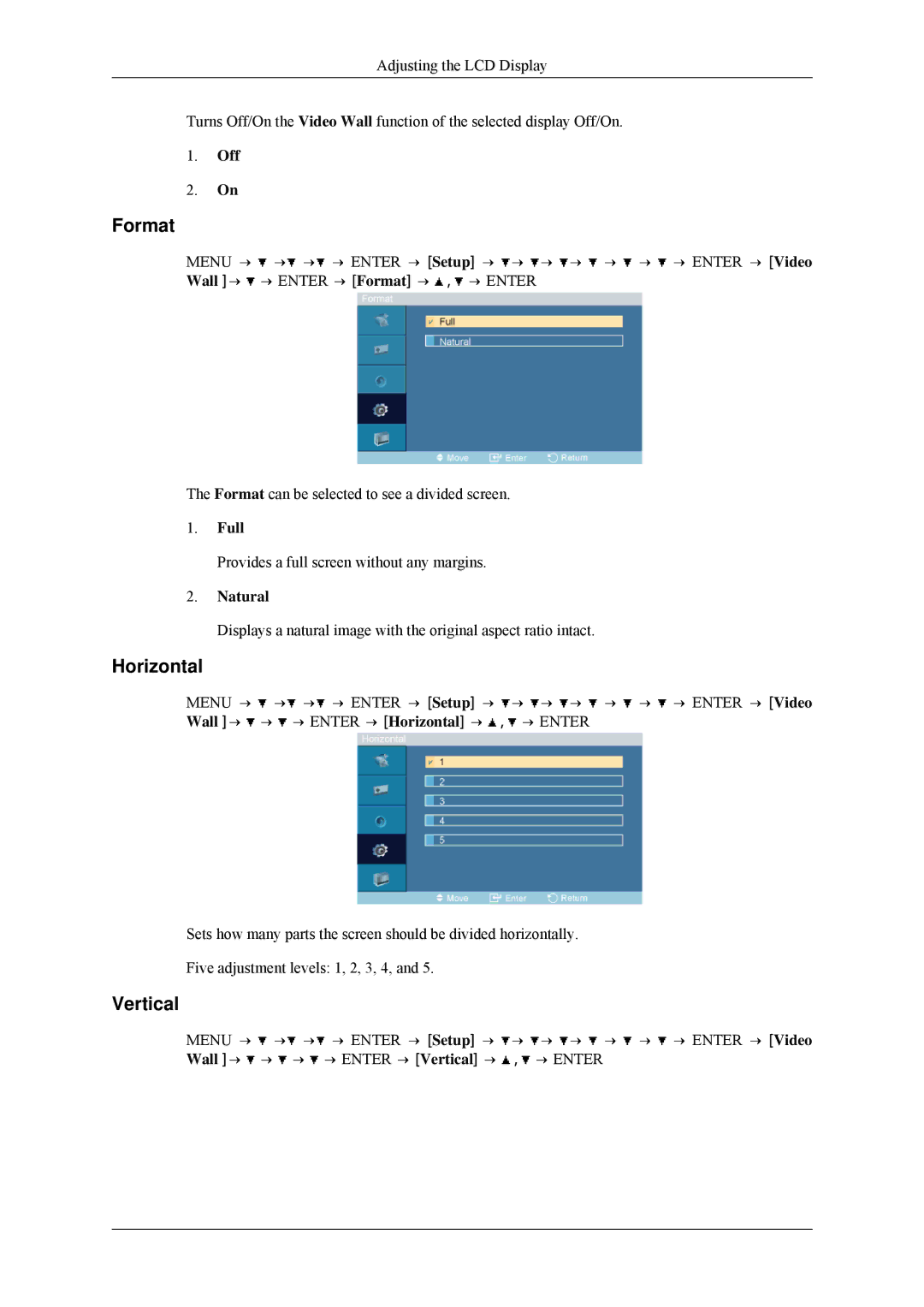 Samsung 460MPn, 400MPN user manual Format, Horizontal, Vertical, Full, Natural 