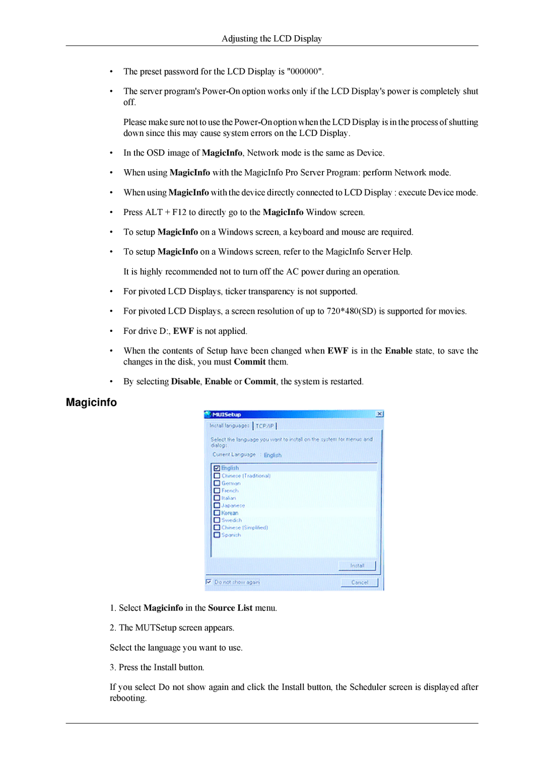 Samsung 400MPN, 460MPn user manual Select Magicinfo in the Source List menu 