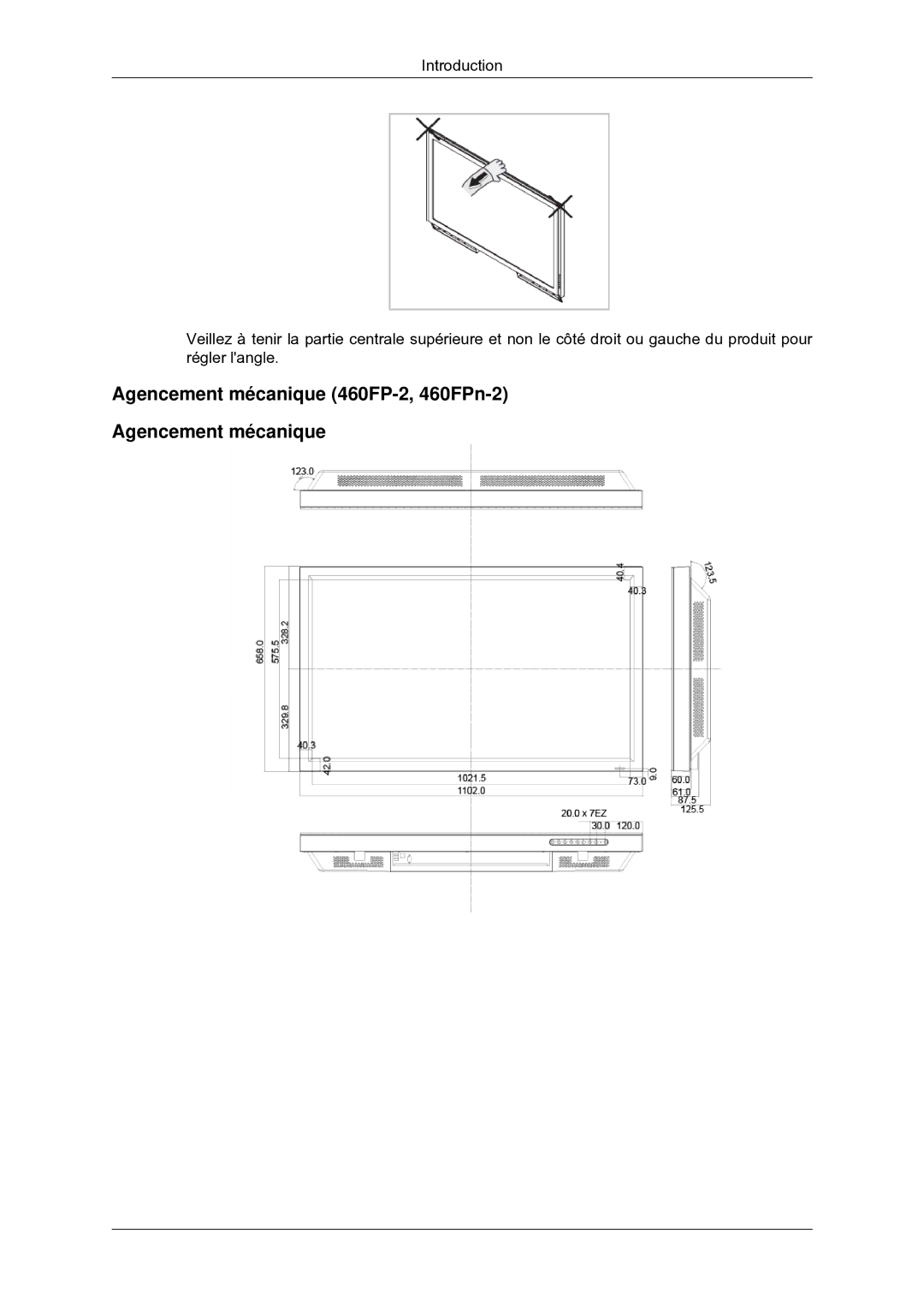 Samsung 400MX-2, 460MX-2, 400MXN-2, 460MXN-2 quick start Agencement mécanique 460FP-2, 460FPn-2 