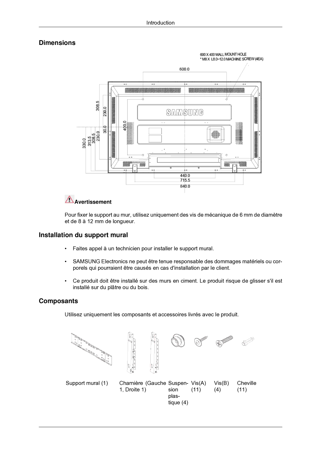 Samsung 400MXN-2, 460MX-2, 460MXN-2, 400MX-2 quick start Dimensions 