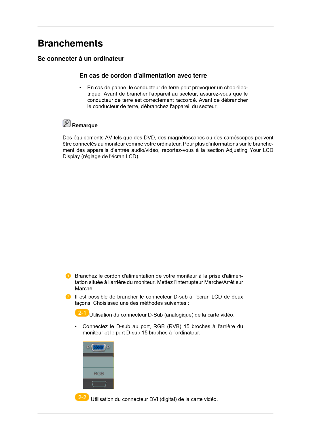 Samsung 460MXN-2, 460MX-2, 400MXN-2, 400MX-2 quick start Branchements 