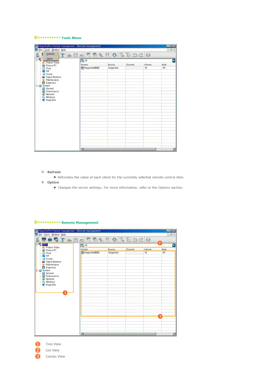 Samsung 460MXN, 400MXN user manual Refresh, Option 